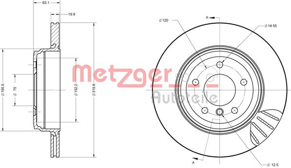 Bremsscheibe Hinterachse Metzger 6110259 von Metzger