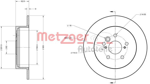 Bremsscheibe Hinterachse Metzger 6110272 von Metzger