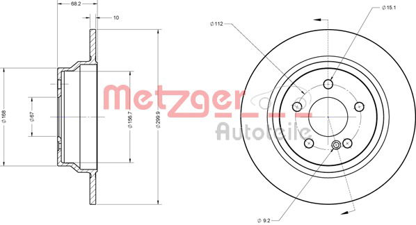 Bremsscheibe Hinterachse Metzger 6110274 von Metzger