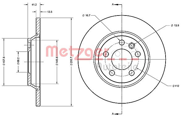 Bremsscheibe Hinterachse Metzger 6110275 von Metzger