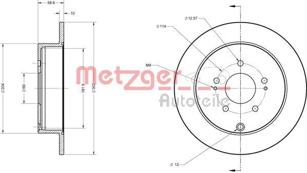 Bremsscheibe Hinterachse Metzger 6110284 von Metzger