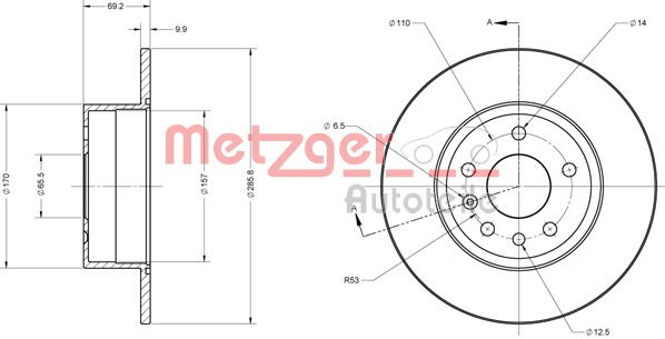 Bremsscheibe Hinterachse Metzger 6110289 von Metzger