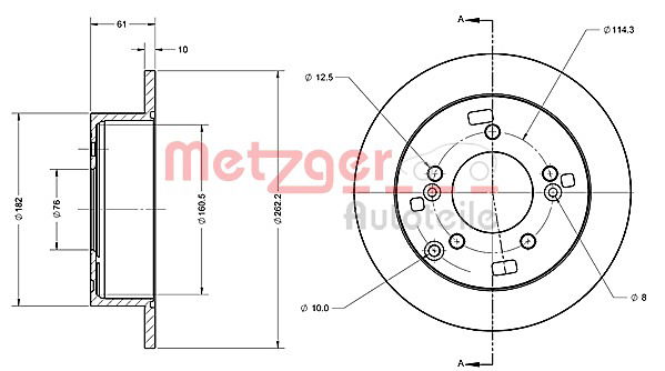 Bremsscheibe Hinterachse Metzger 6110299 von Metzger