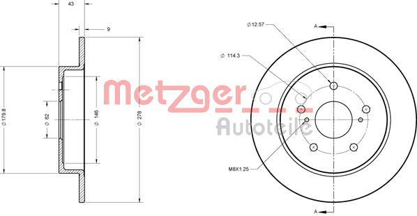 Bremsscheibe Hinterachse Metzger 6110330 von Metzger