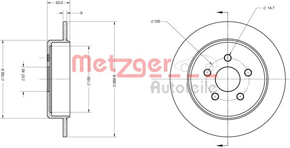 Bremsscheibe Hinterachse Metzger 6110333 von Metzger