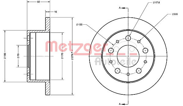 Bremsscheibe Hinterachse Metzger 6110338 von Metzger