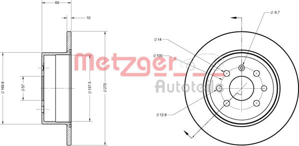 Bremsscheibe Hinterachse Metzger 6110339 von Metzger