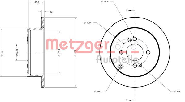 Bremsscheibe Hinterachse Metzger 6110343 von Metzger