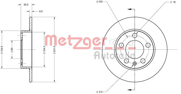 Bremsscheibe Hinterachse Metzger 6110376 von Metzger