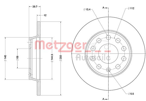 Bremsscheibe Hinterachse Metzger 6110389 von Metzger