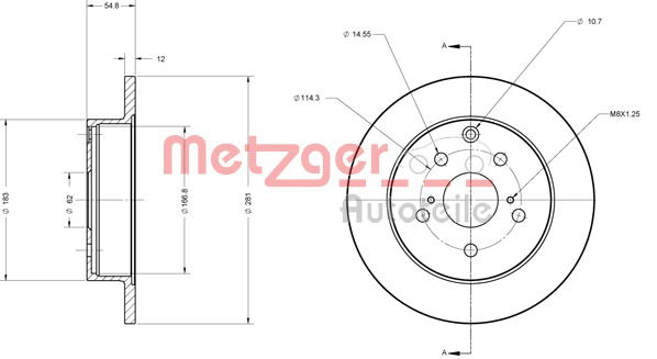 Bremsscheibe Hinterachse Metzger 6110394 von Metzger