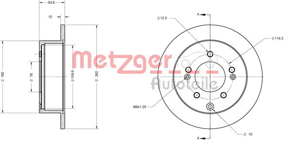 Bremsscheibe Hinterachse Metzger 6110396 von Metzger