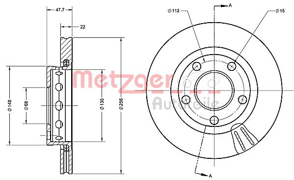 Bremsscheibe Hinterachse Metzger 6110402 von Metzger