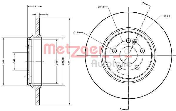 Bremsscheibe Hinterachse Metzger 6110411 von Metzger