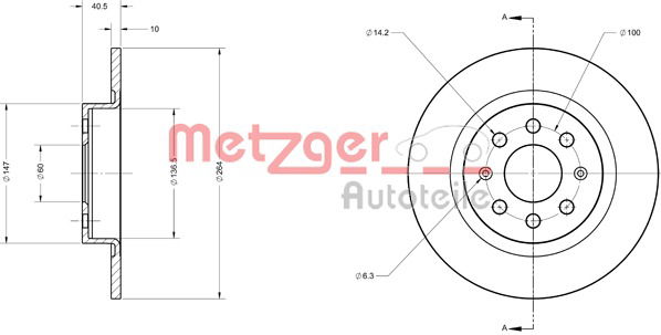 Bremsscheibe Hinterachse Metzger 6110443 von Metzger