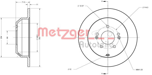 Bremsscheibe Hinterachse Metzger 6110460 von Metzger