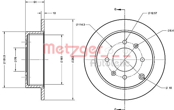 Bremsscheibe Hinterachse Metzger 6110464 von Metzger