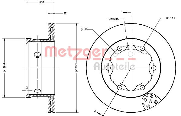 Bremsscheibe Hinterachse Metzger 6110472 von Metzger