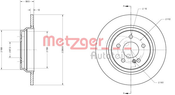 Bremsscheibe Hinterachse Metzger 6110489 von Metzger