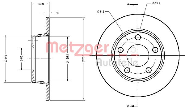 Bremsscheibe Hinterachse Metzger 6110490 von Metzger