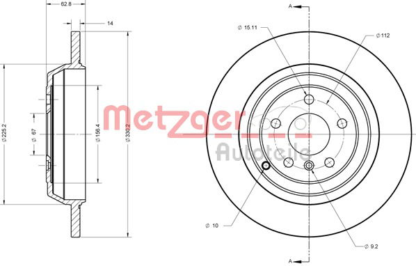 Bremsscheibe Hinterachse Metzger 6110567 von Metzger