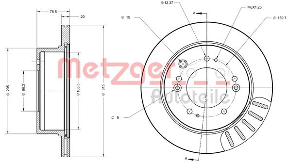 Bremsscheibe Hinterachse Metzger 6110582 von Metzger