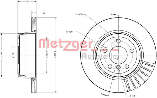 Bremsscheibe Hinterachse Metzger 6110589 von Metzger