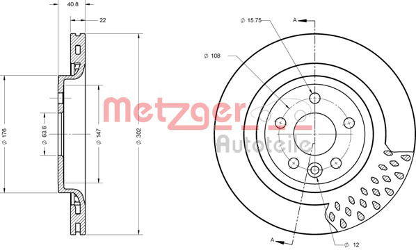 Bremsscheibe Hinterachse Metzger 6110590 von Metzger