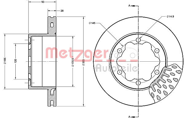 Bremsscheibe Hinterachse Metzger 6110591 von Metzger