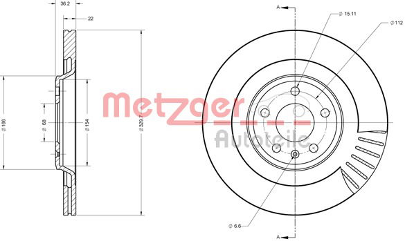 Bremsscheibe Hinterachse Metzger 6110616 von Metzger