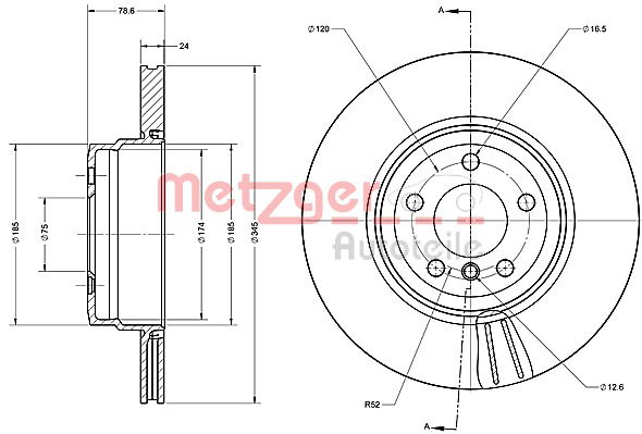 Bremsscheibe Hinterachse Metzger 6110632 von Metzger