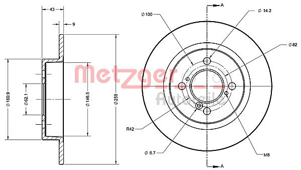 Bremsscheibe Hinterachse Metzger 6110646 von Metzger