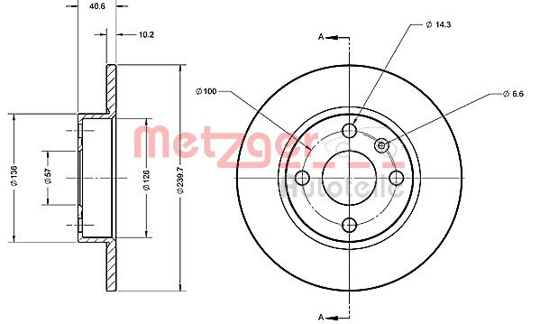 Bremsscheibe Hinterachse Metzger 6110650 von Metzger