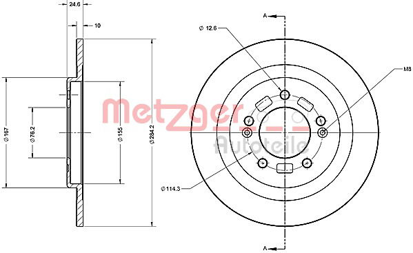 Bremsscheibe Hinterachse Metzger 6110693 von Metzger