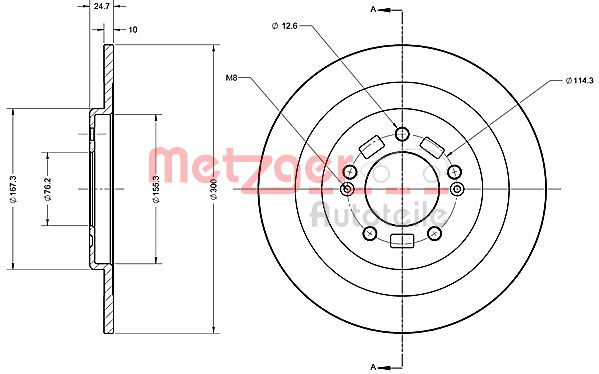 Bremsscheibe Hinterachse Metzger 6110694 von Metzger