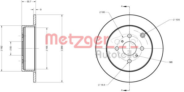 Bremsscheibe Hinterachse Metzger 6110710 von Metzger