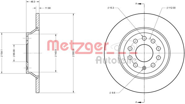 Bremsscheibe Hinterachse Metzger 6110747 von Metzger