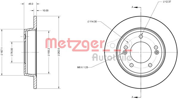 Bremsscheibe Hinterachse Metzger 6110751 von Metzger