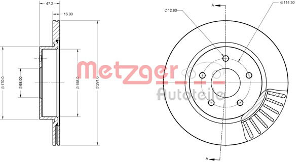 Bremsscheibe Hinterachse Metzger 6110759 von Metzger