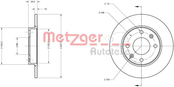 Bremsscheibe Metzger 6110037 von Metzger