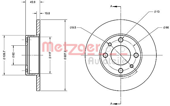 Bremsscheibe Metzger 6110418 von Metzger