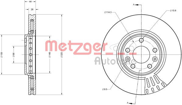 Bremsscheibe Vorderachse Metzger 6110002 von Metzger