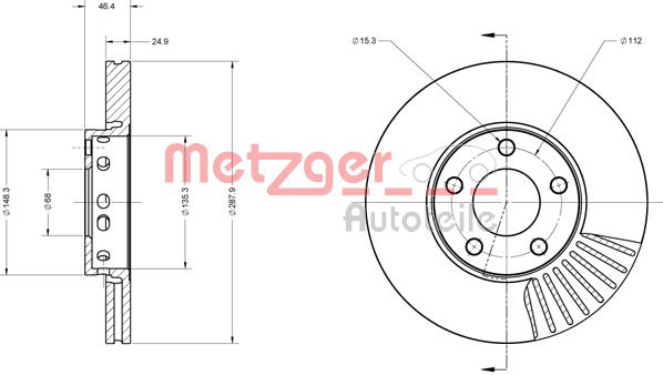 Bremsscheibe Vorderachse Metzger 6110016 von Metzger