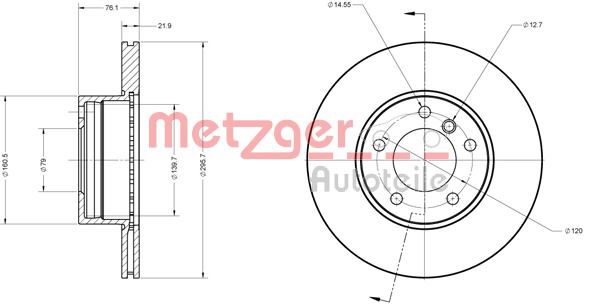 Bremsscheibe Vorderachse Metzger 6110028 von Metzger