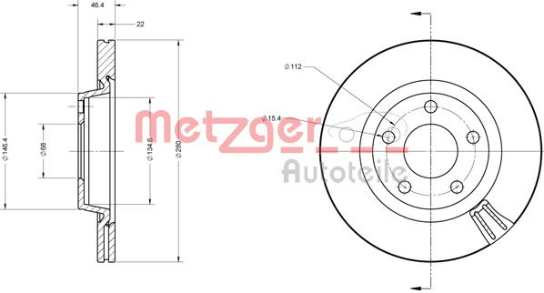 Bremsscheibe Vorderachse Metzger 6110029 von Metzger