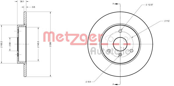 Bremsscheibe Vorderachse Metzger 6110040 von Metzger