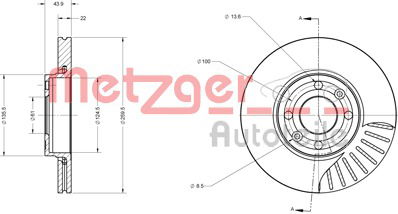 Bremsscheibe Vorderachse Metzger 6110047 von Metzger