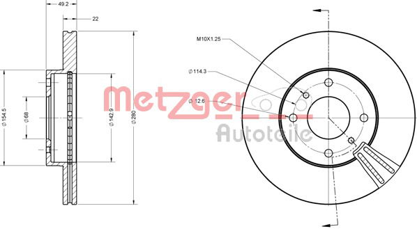 Bremsscheibe Vorderachse Metzger 6110066 von Metzger