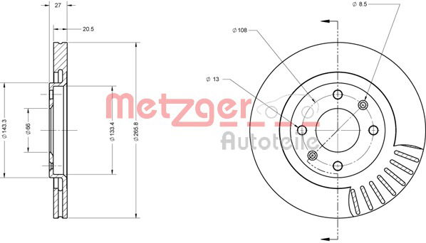 Bremsscheibe Vorderachse Metzger 6110067 von Metzger