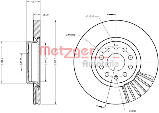 Bremsscheibe Vorderachse Metzger 6110072 von Metzger